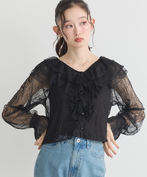 SET2点ラッフルレースブラウス＋キャミソール