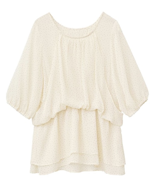 レイヤードライクドット柄ブラウス