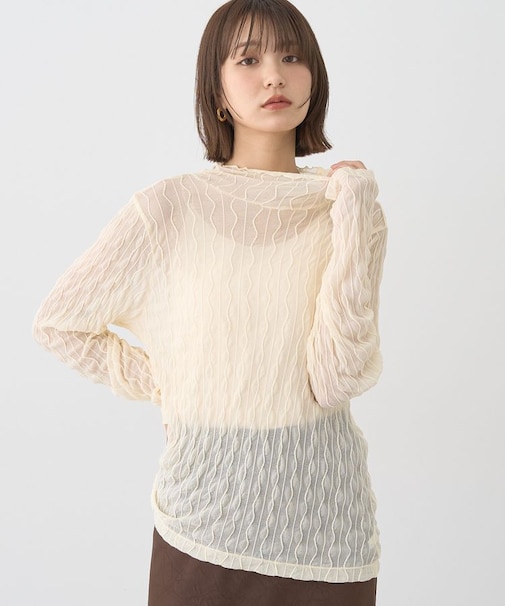 ハイネックシアーうねうねプルオーバー