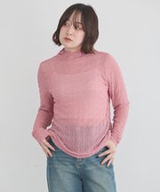 ハイネックシアーうねうねプルオーバー