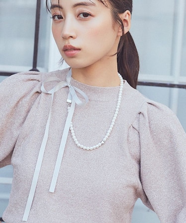 2WAYパール×リボンネックレス