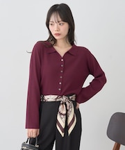 襟付きニットカーディガン