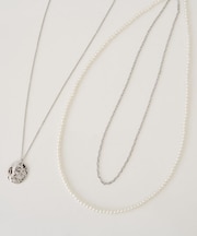 SET2点パールチェーンネックレス+コインモチーフネックレス