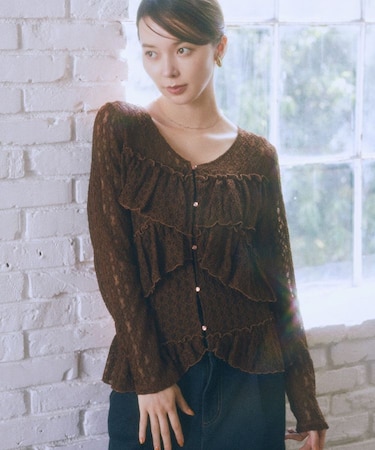 レースフリルメローカーディガン