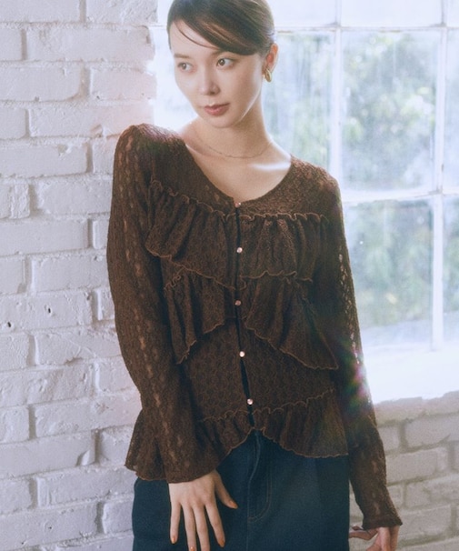 レースフリルメローカーディガン