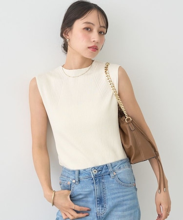 ランダムリブボトルネックノースリーブニット