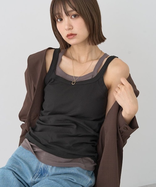 配色レイヤードタンクトップ