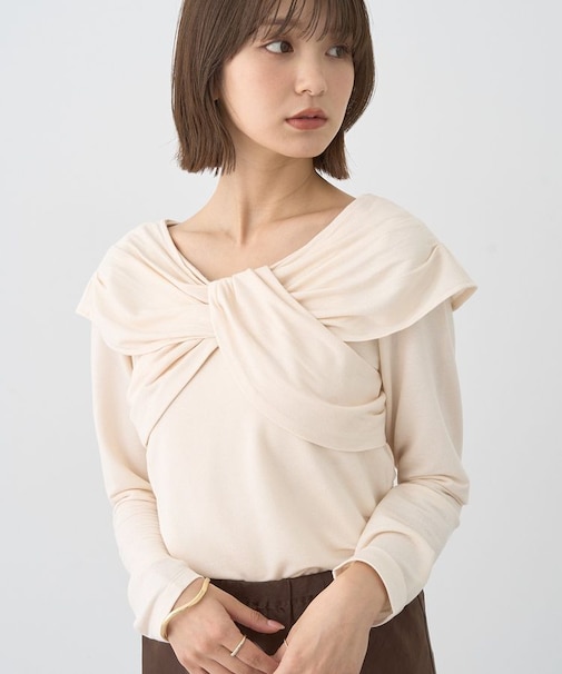 リボンライクドレーププルオーバー