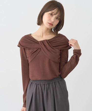 リボンライクドレーププルオーバー