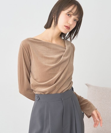 シアーベロアドレープネックプルオーバー