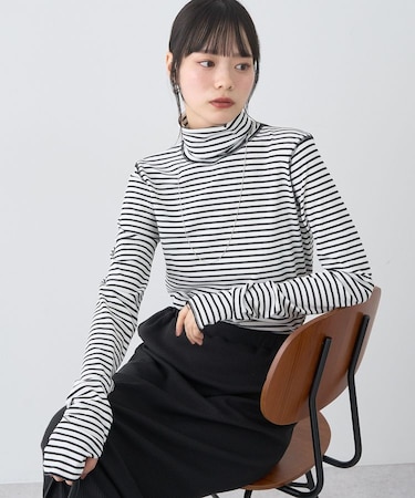 リブタートルネックプルオーバー