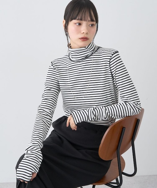 リブタートルネックプルオーバー