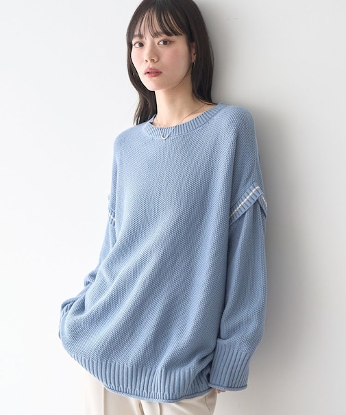 アンチピリングC/A選べる丈配色ニット