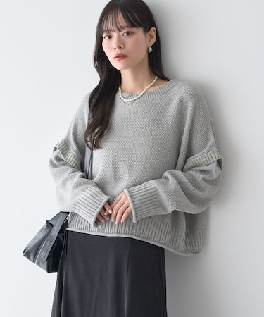 アンチピリングC/A選べる丈配色ニット