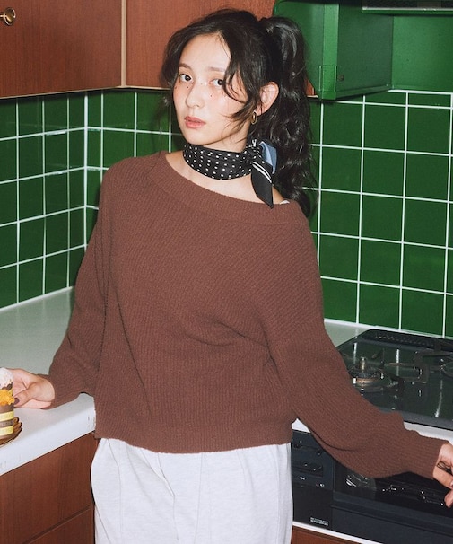 パウダーシャギー畦プルオーバー