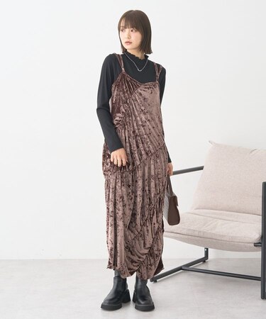 クラッシュベロアシャーリングワンピース