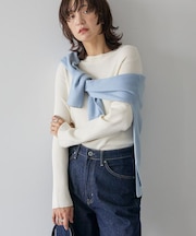 バイパチリブモックネックニットプルオーバー＜静電気軽減＞