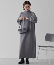 バイパチモックネックニットワンピース＜静電気軽減＞