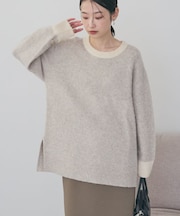 起毛バイカラーニットプルオーバー