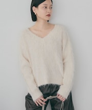 起毛シャギールーズニットプルオーバー