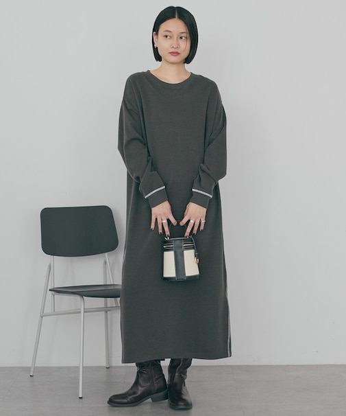 スムース起毛ボックスシルエットワンピース