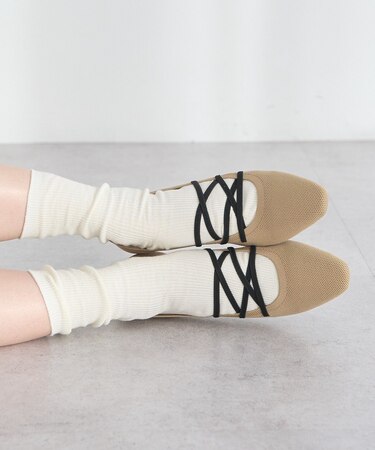 レースアップニットバレーシューズ