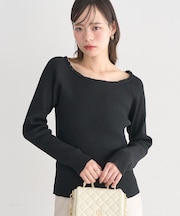 レーストリムリブニットプルオーバー