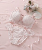 モワルーレースアップ ブラ＆ショーツ 脇高ストラップレス