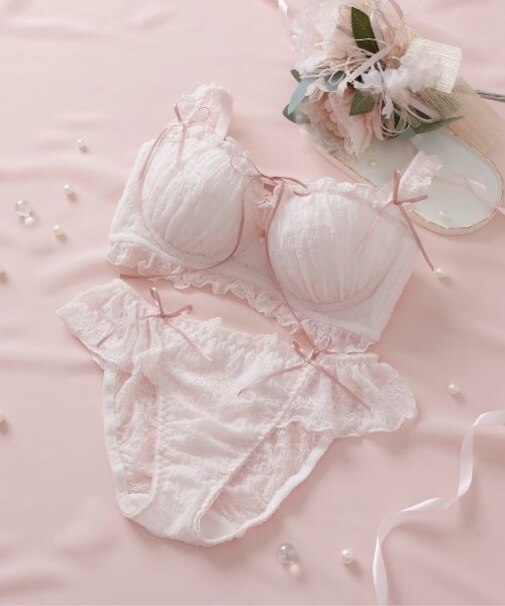 モワルーレースアップ ブラ&ショーツ 脇高ストラップレス