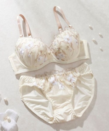 【EFカップ】刺しゅうレースソフトワイヤーブラ＆ショーツ