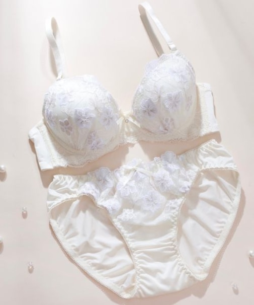 花柄刺しゅうソフトワイヤーブラ＆ショーツ