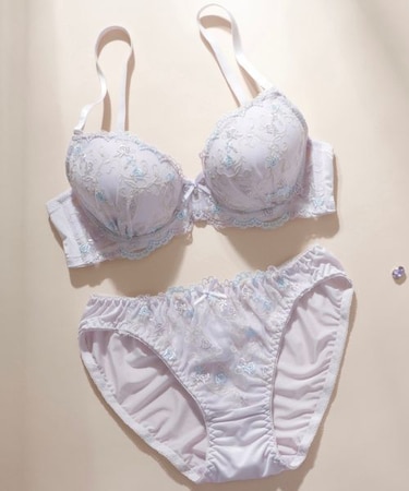 【EFカップ】ミニバラ刺しゅうソフトワイヤーブラ＆ショーツ
