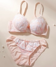 グラデーションプリント×レースソフトワイヤーブラ&ショーツ