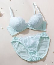 【A～Dカップ】パネル付き モールドカップノンワイヤーブラ＆ショーツ