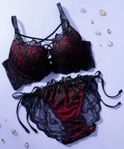 【EFカップ選べるショーツ】人気カラー入荷！ローズレースクロスコードブラ＆紐ショーツ