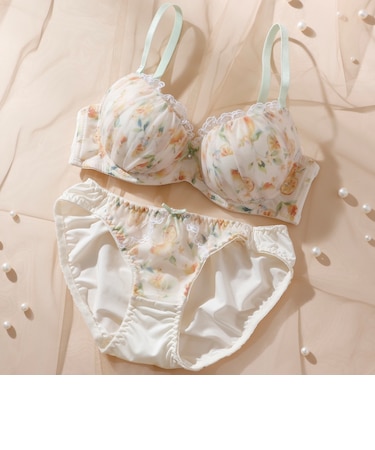 【A~Dカップ】レモンプリント3/4モールドカップブラ&ショーツ