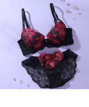 【A～Fカップ】大花レース モールドカップブラ＆ショーツ