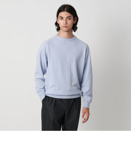 【別注】＜WILLIAM LOCKIE＞サドルショルダー クルーネックニット