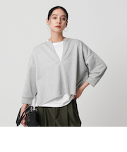 <BEAUTY&YOUTH UNITED ARROWS>【WEB限定】ラメ裏毛 キーネック 8分袖プルオーバー