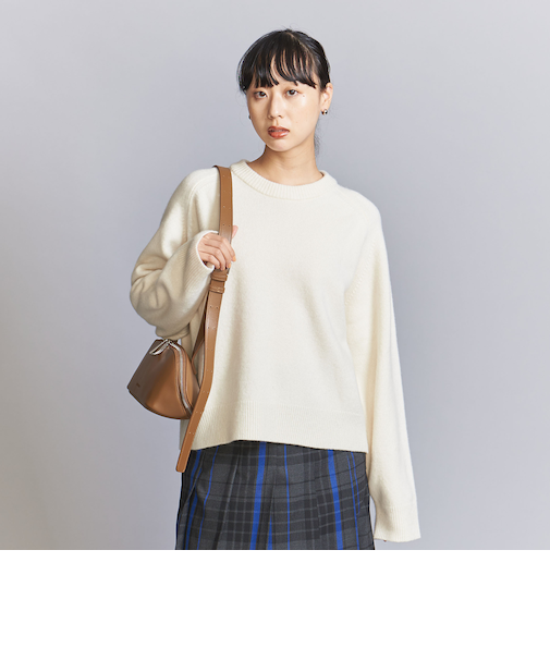 <BEAUTY&YOUTH UNITED ARROWS>ウールカシミヤ アクアラグランクルーネックニット