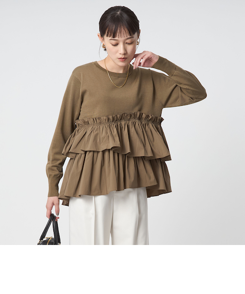 <GREEN LABEL RELAXING>ティアード ドッキング ニット プルオーバー