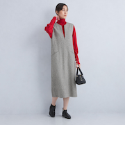 <GREEN LABEL RELAXING>［size SHORTあり］カルゼ キーネック ジャンパースカート