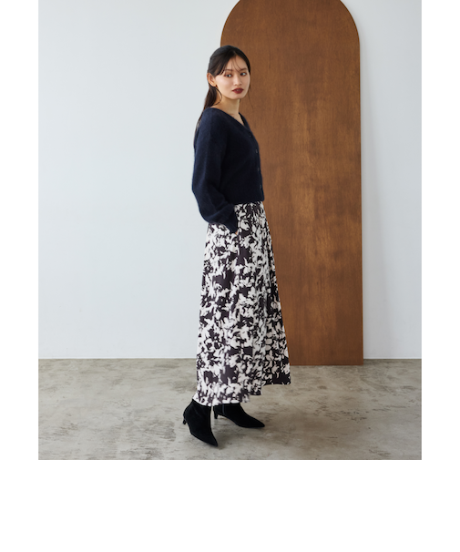 ＜EMMEL REFINES＞EM フラワープリント タックスカート