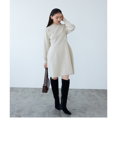 ＜EMMEL REFINES＞EM HW フィット＆コクーン ミニ ワンピース