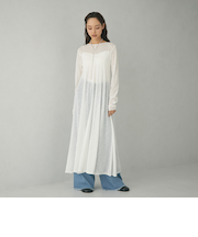 ＜EMMEL REFINES＞EM ロングスリーブ シアー フレア ワンピース