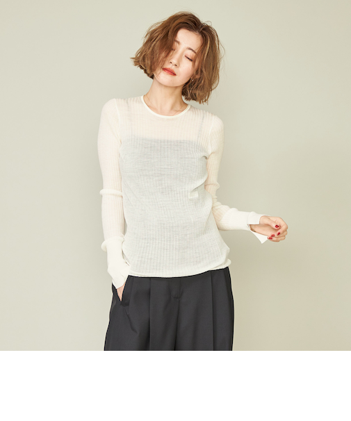 ＜conte＞ リブ クルーネックニット