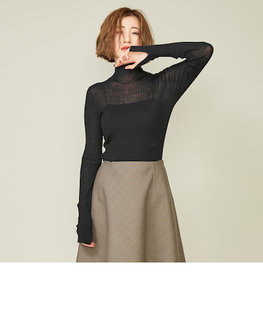 ＜conte＞リブ タートルネックニット