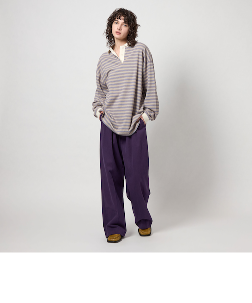 ＜6(ROKU)＞コットンレーヨン タックパンツ