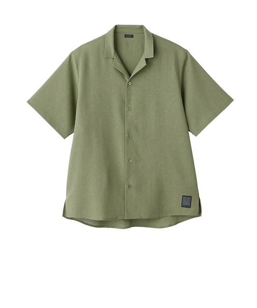 【ライトリネン】半袖シャツボタン付き
