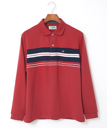 裏起毛 パネルボーダー柄 ポロシャツ